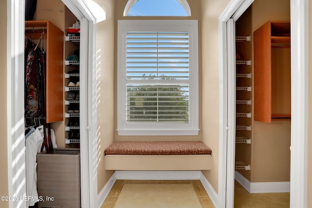 interior space featuring tile patterned flooring