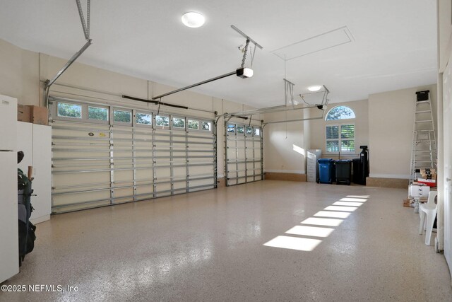 garage with a garage door opener
