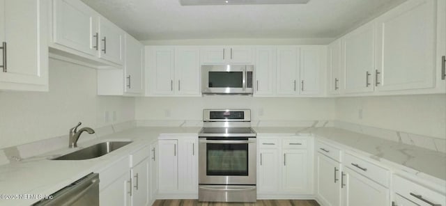 kitchen featuring a sink, white cabinets, and appliances with stainless steel finishes