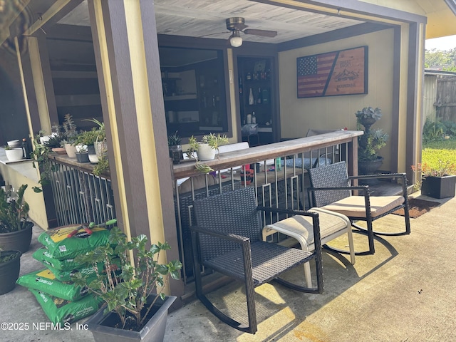 view of patio / terrace with ceiling fan