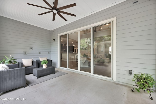 view of patio / terrace featuring outdoor lounge area and ceiling fan