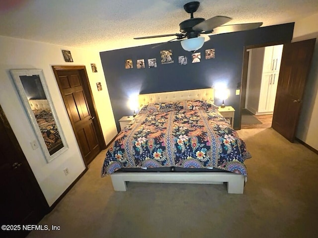 114 Timber Ln, Palatka, FL 32177 - bedroom with light colored carpet, a textured ceiling, and ceiling fan