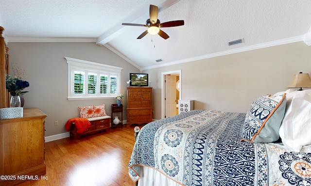 4637 Saddlehorn Trl, Middleburg, FL 32068 - bedroom with wood finished floors, a textured ceiling, baseboards, a ceiling fan, and ornamental molding