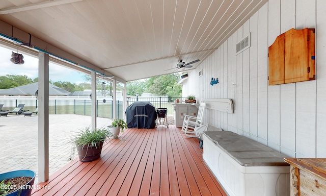 4637 Saddlehorn Trl, Middleburg, FL 32068 - deck with fence, a patio area, and grilling area