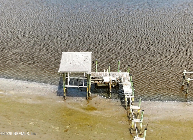 interior space featuring a water view