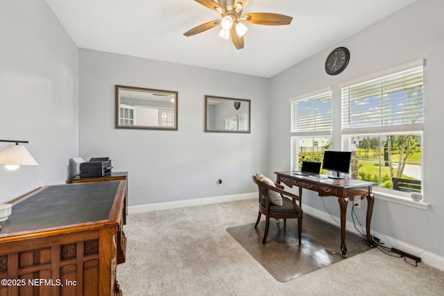 135 Neighbor Ct, Saint Augustine, FL 32092 - carpeted office space with baseboards, ceiling fan, and a healthy amount of sunlight