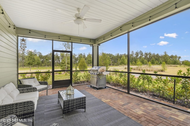 135 Neighbor Ct, Saint Augustine, FL 32092 - sunroom featuring ceiling fan and an outdoor living space