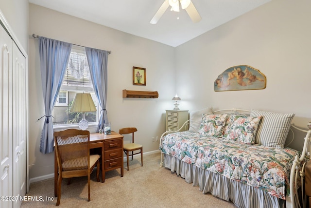 1695 Waters Edge Dr, Fleming Island, FL 32003 - bedroom with baseboards, ceiling fan, a closet, and carpet flooring