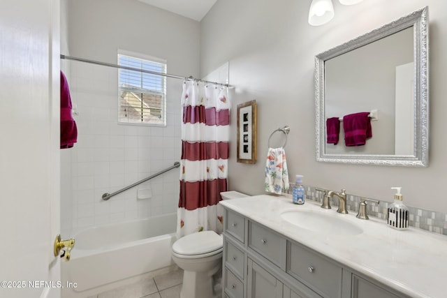 1695 Waters Edge Dr, Fleming Island, FL 32003 - bathroom with vanity, tile patterned floors, shower / bath combo, and toilet