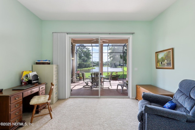 1695 Waters Edge Dr, Fleming Island, FL 32003 - interior space featuring a water view and light colored carpet