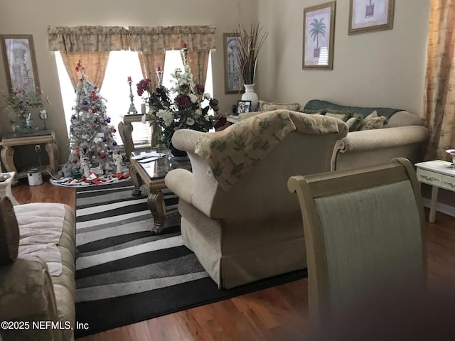 living room with wood finished floors