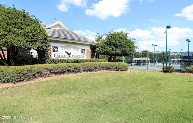2264 Lookout Lndg, Fleming Island, FL 32003 - exterior space featuring a tennis court and fence