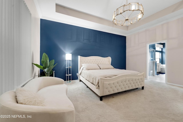 1071 Green Pine Cir, Orange Park, FL 32065 - carpeted bedroom with a chandelier and ensuite bathroom