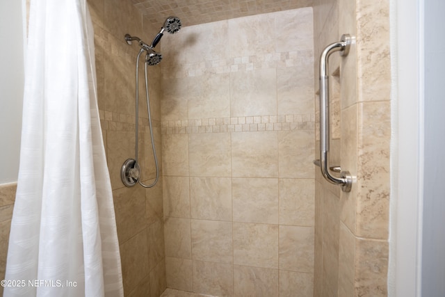 bathroom with a stall shower