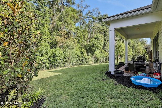 view of yard with an outdoor hangout area and a fenced backyard