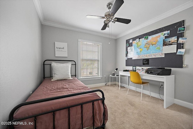2681 Kimberly Forest Dr E, Jacksonville, FL 32246 - carpeted bedroom featuring crown molding, baseboards, and ceiling fan