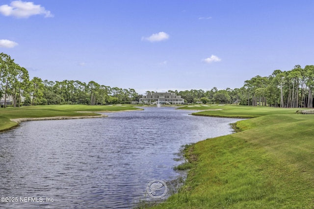 view of water feature with view of golf course