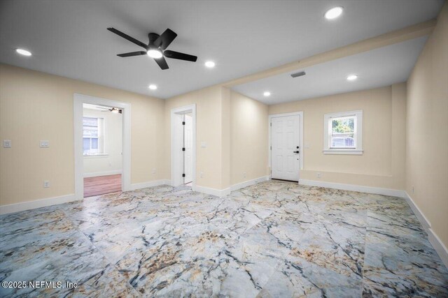 6422 Kathryn Dr, Jacksonville, FL 32208 - entrance foyer with ceiling fan, baseboards, and recessed lighting