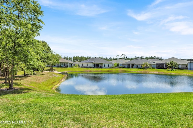 view of water feature with a residential view