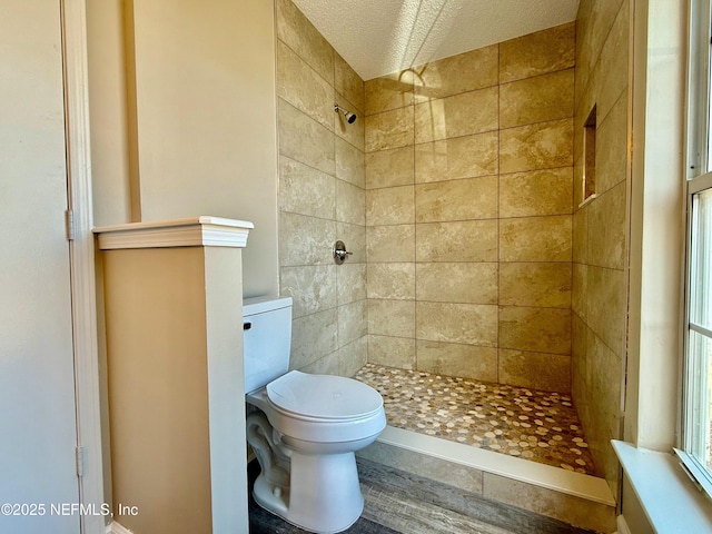 12359 Silent Brook Trl N, Jacksonville, FL 32225 - bathroom featuring a textured ceiling, toilet, and tiled shower