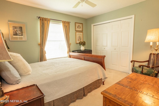 3771 Saltmeadow Ct S, Jacksonville, FL 32224 - bedroom with a closet, carpet flooring, and a ceiling fan