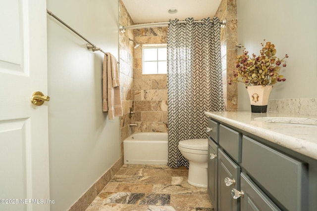 3771 Saltmeadow Ct S, Jacksonville, FL 32224 - full bath with vanity, toilet, shower / bath combo, and stone tile flooring