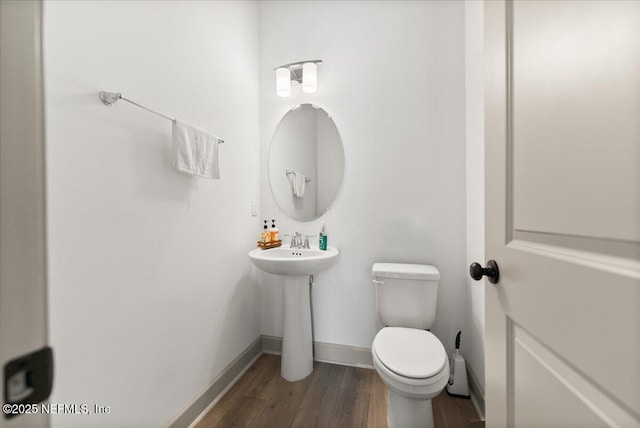 982 Oakland Hills Ave, Middleburg, FL 32068 - bathroom with baseboards, a sink, wood finished floors, and toilet