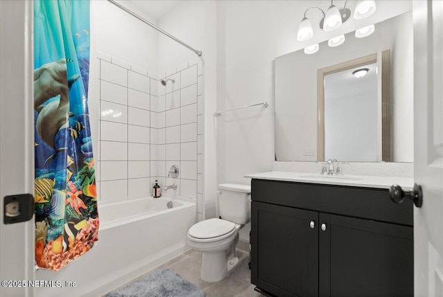 982 Oakland Hills Ave, Middleburg, FL 32068 - full bathroom with vanity, tile patterned flooring, shower / bath combo with shower curtain, and toilet