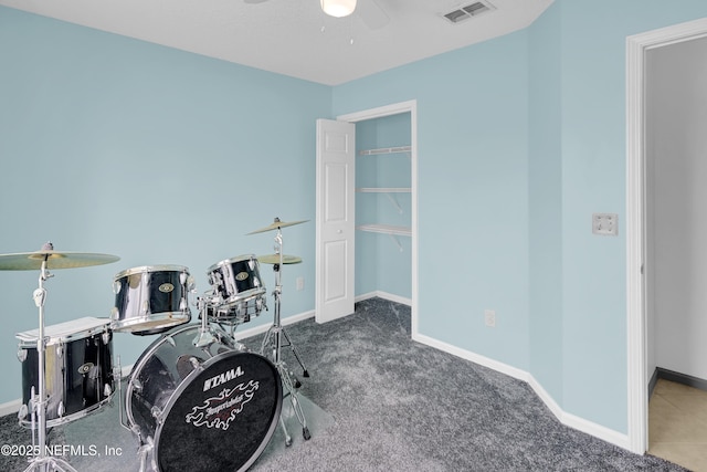 1558 Roseberry Ct, Fleming Island, FL 32003 - interior space with baseboards, visible vents, ceiling fan, and carpet flooring
