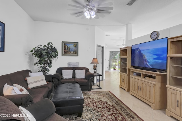 1558 Roseberry Ct, Fleming Island, FL 32003 - living room featuring light tile patterned flooring, ceiling fan, and visible vents