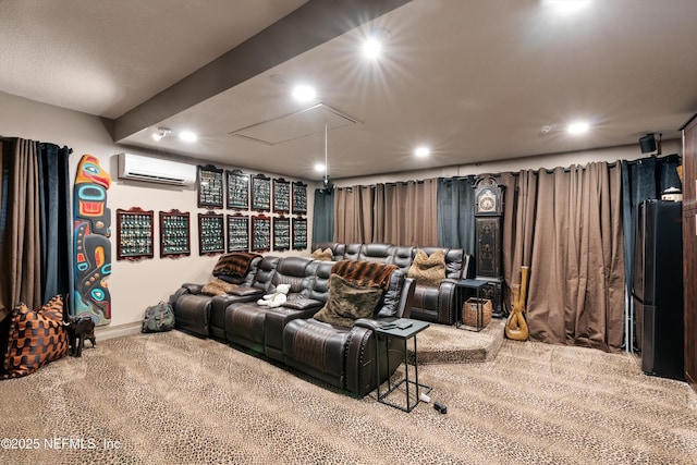 1576 Linkside Dr, Fleming Island, FL 32003 - cinema room featuring an AC wall unit, carpet, recessed lighting, and baseboards