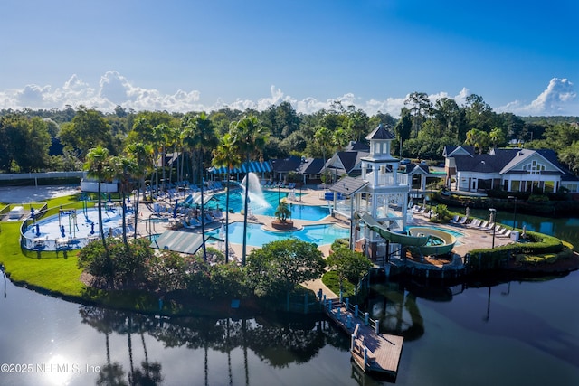 1576 Linkside Dr, Fleming Island, FL 32003 - bird's eye view of a pool and a nearby body of water