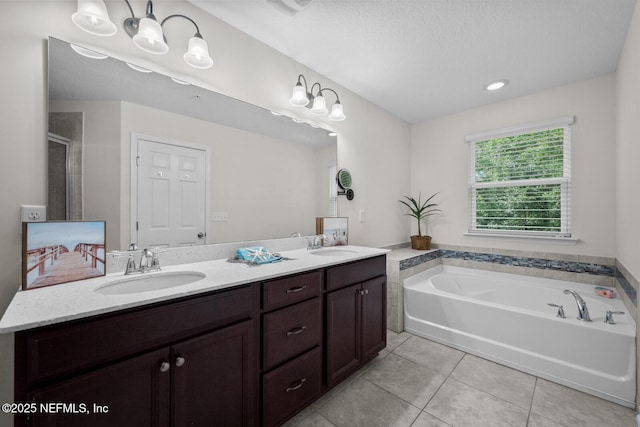 133 San Briso Way, Saint Augustine, FL 32092 - full bathroom featuring tile patterned floors, a bath, double vanity, and a shower with shower door