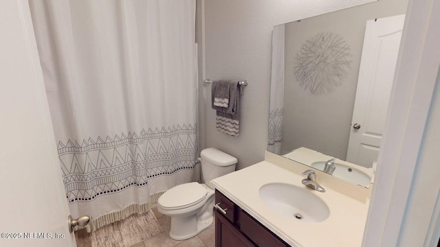 15717 Basil Creek Ct, Jacksonville, FL 32218 - full bathroom with vanity, toilet, tile patterned floors, and curtained shower