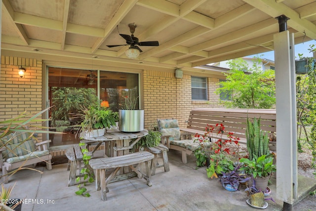view of patio with ceiling fan