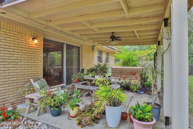 view of patio / terrace with a ceiling fan