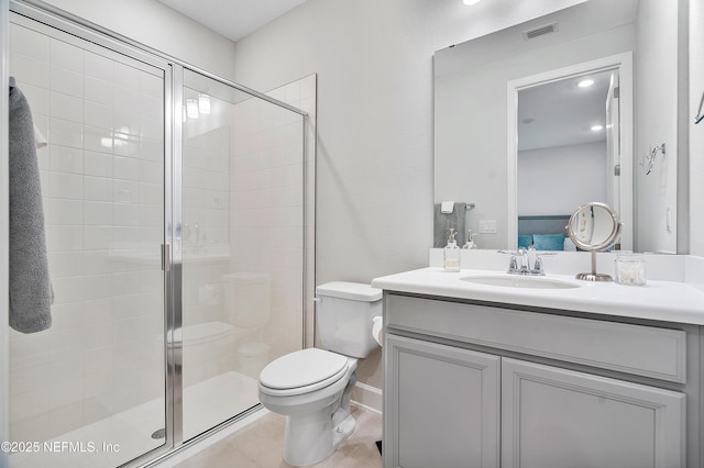 290 Marquesa Cir, Saint Johns, FL 32259 - bathroom featuring visible vents, a stall shower, toilet, and vanity
