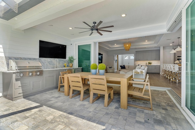 290 Marquesa Cir, Saint Johns, FL 32259 - dining room with a ceiling fan, recessed lighting, and a raised ceiling