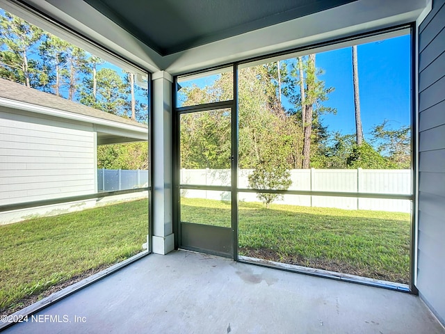 view of unfurnished sunroom