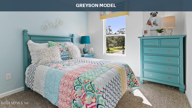 bedroom with baseboards and carpet flooring
