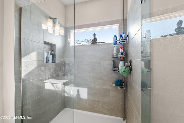 bathroom with a shower stall