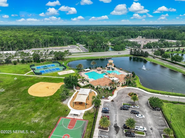 417 Palazzo Cir, Saint Augustine, FL 32092 - drone / aerial view of a heavily wooded area and a large body of water