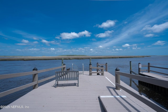 view of dock featuring a water view