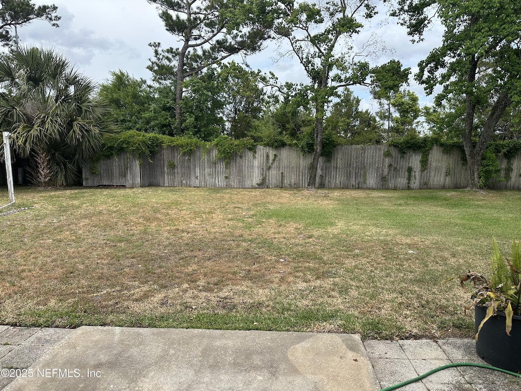 view of yard featuring a fenced backyard