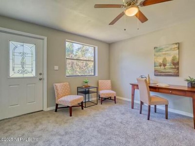 9717 Carbondale Dr W, Jacksonville, FL 32208 - carpeted office with a ceiling fan and baseboards