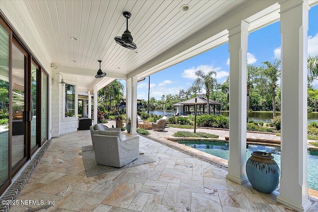 301 S Roscoe Blvd, Ponte Vedra Beach, FL 32082 - view of patio featuring a gazebo, a water view, and an outdoor pool