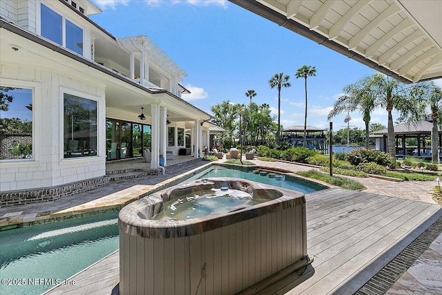 301 S Roscoe Blvd, Ponte Vedra Beach, FL 32082 - outdoor pool with an outdoor hot tub, a deck, a gazebo, and a patio area