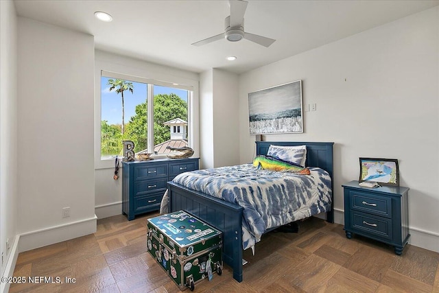 301 S Roscoe Blvd, Ponte Vedra Beach, FL 32082 - bedroom featuring recessed lighting, baseboards, and a ceiling fan