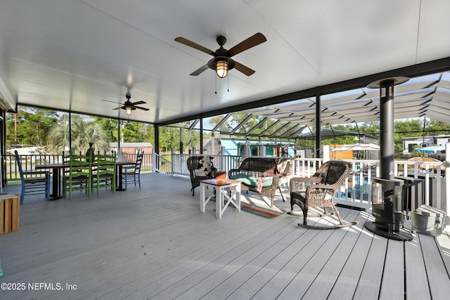 1417 Marlee Rd, Saint Johns, FL 32259 - wooden deck featuring a ceiling fan and an outdoor living space