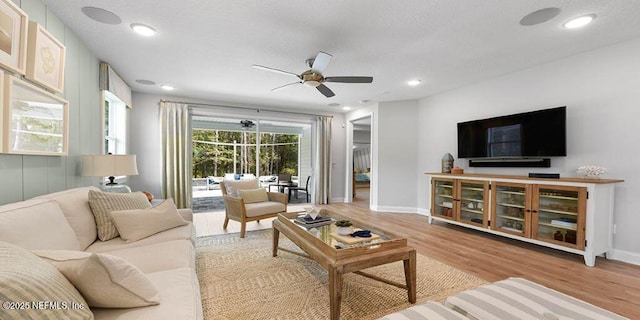 166 Whistling Straits Dr, Saint Johns, FL 32259 - living room featuring wood finished floors, ceiling fan, recessed lighting, and baseboards